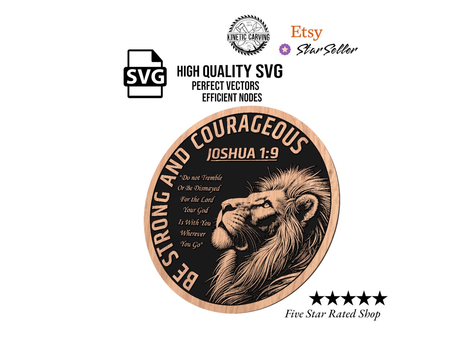 Lion Bible Verse SVG Joshua 1:9 | Be Strong and Courageous CNC File ...