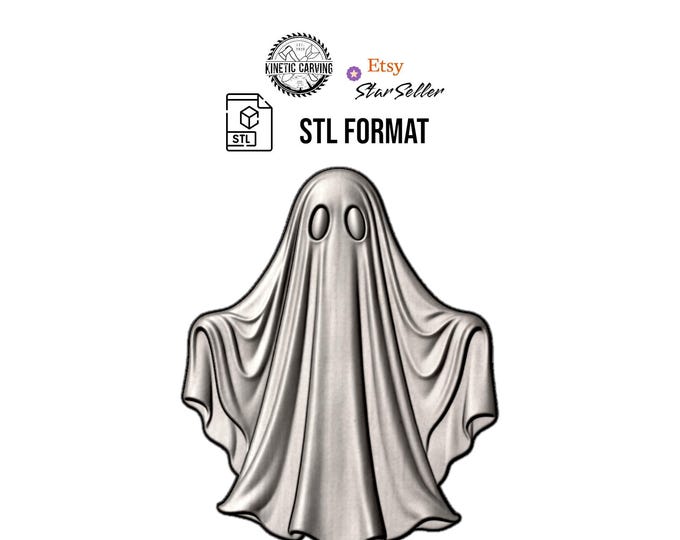 Spooky Ghost 3D Model: STL File for Halloween CNC, Printing & Laser Engraving Projects