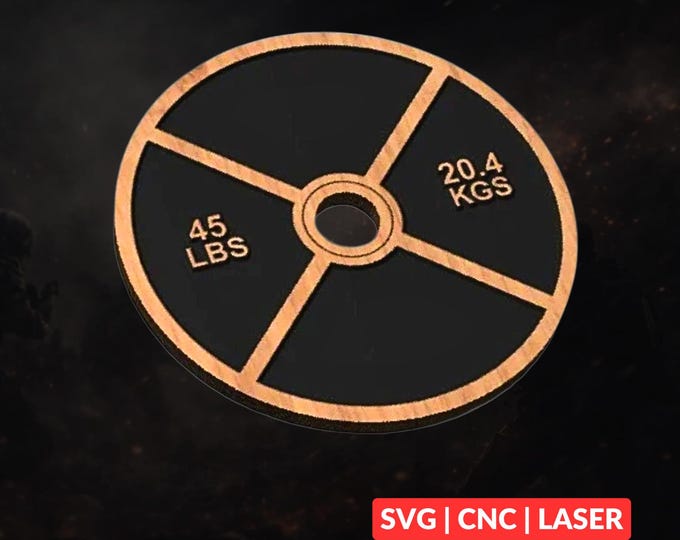 45lb Weight Plate SVG | CNC Laser Cut File, Wood Wall Art, Glowforge Engraving, LightBurn Ready