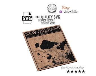 New Orleans, Louisiana City Map SVG File for Woodworking, CNC, Printing and Lasering