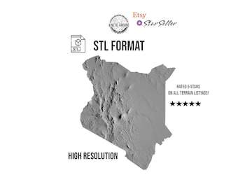 Kenya Terrain STL File – 3D Topographic Map (Digital Download)