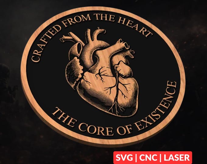 Anatomical Heart SVG | CNC Laser Cut File, Wood Wall Art, Glowforge Engraving, LightBurn Ready