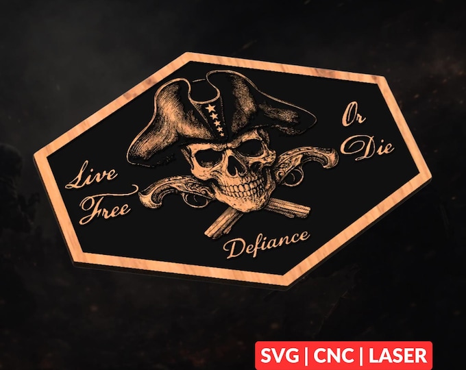 Patriot Skull SVG | CNC Laser Cut File, Wood Wall Art, Glowforge Engraving, LightBurn Ready