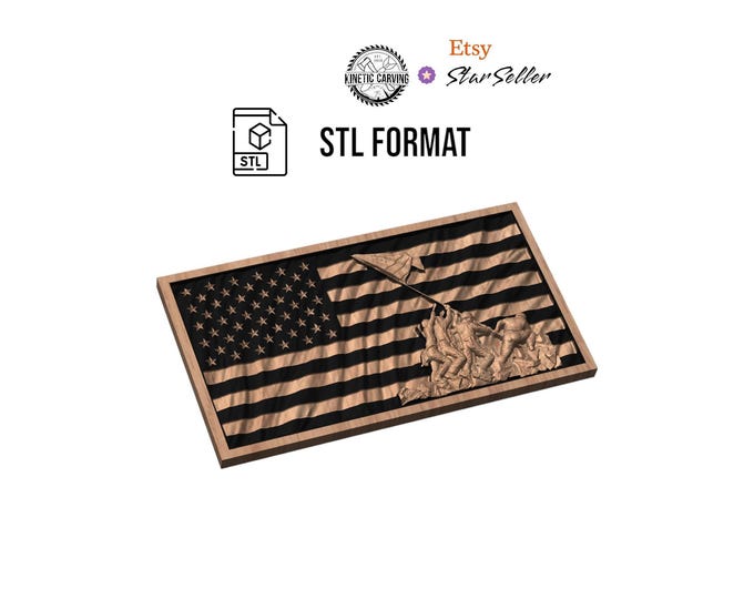 U.S. Marines Iwo Jima Flag STL/SVG File: CNC Woodworking & Lasering (Digital Download)