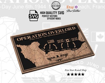 Operation Overlord Battle Map (D-Day) SVG File: Laser Cut CNC (Digital Download)