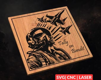 Air Force Fighter Pilot SVG | CNC Laser Cut File, Wood Wall Art, Glowforge Engraving, LightBurn Ready