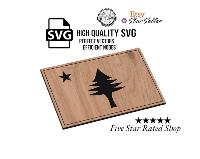 Maine State Flag (Vintage) SVG File for Woodworking, CNC, Printing and Lasering (Digital Download)