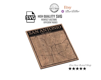 San Antonio Texas City Map SVG File: CNC, Laser Cut (Digital Download)