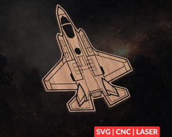 F-35 Lightning SVG | Military Jet CNC File, Air Force Laser Engraving, Glowforge Wood Sign