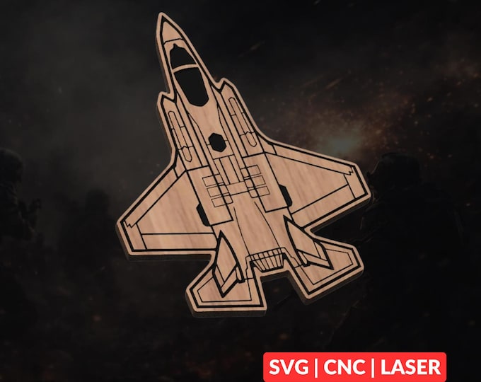 F-35 Lightning SVG | CNC Laser Cut File, Wood Wall Art, Glowforge Engraving, LightBurn Ready