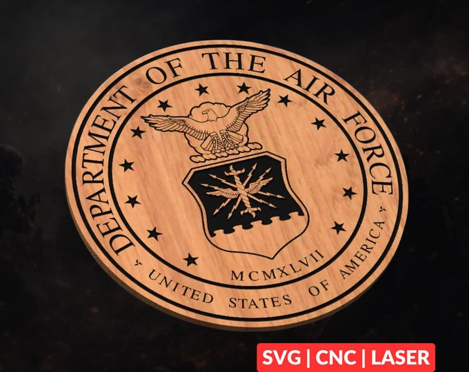 Air Force Seal SVG | CNC Laser Cut File, Wood Wall Art, Glowforge Engraving, LightBurn Ready