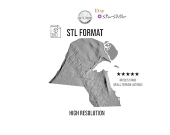 Kuwait Terrain STL File: 3D Topographic Map for CNC and Laser (Digital Download)