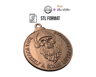 Scary Christmas Santa Ornament STL | CNC & 3D Carving File (Digital Download)