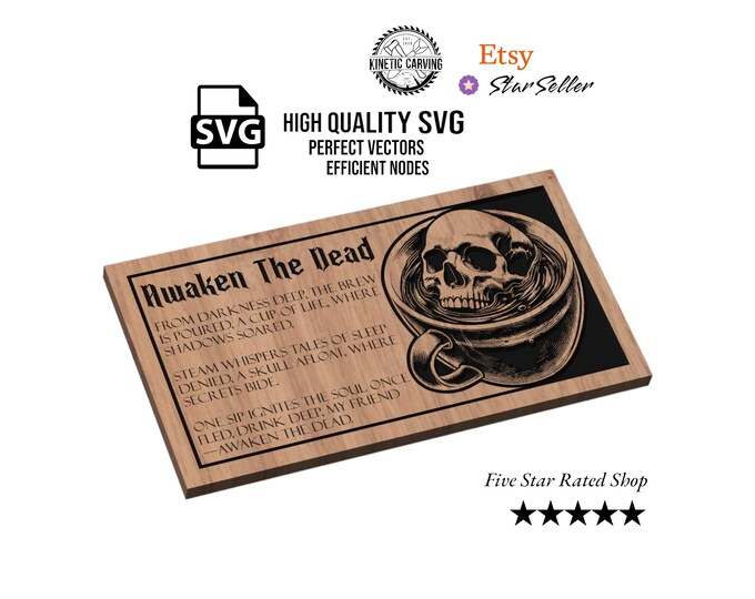 Awaken The Dead Coffee SVG File for Woodworking, CNC, Printing and Lasering