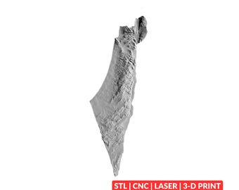 Israel Terrain Map STL | CNC Carving File, Wood Relief Art, 3D Printing Ready