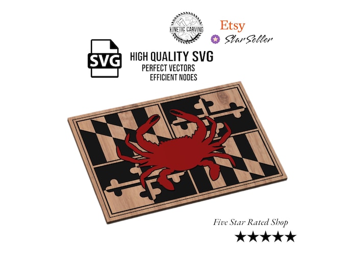Maryland Blue Crab SVG File: State Flag Design for CNC, Laser Cutting (Digital Download)