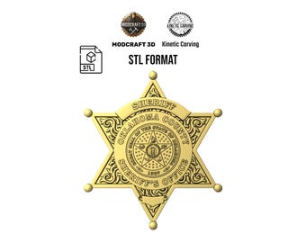 Oklahoma State Sheriff Badge STL File | 3D Model for CNC & 3D Printing (Digital Download)