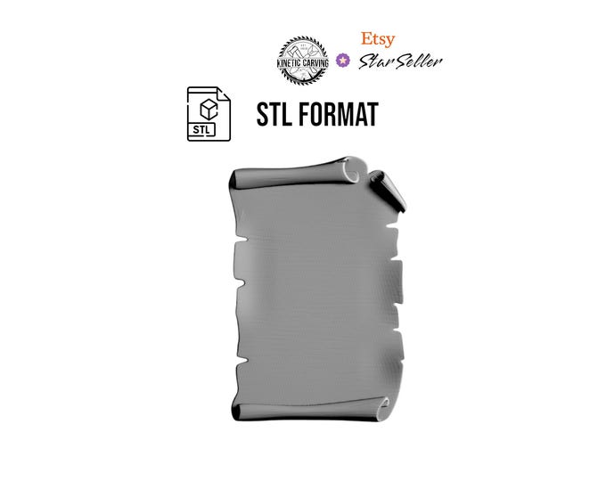 Vintage Scroll Paper 3D STL File for Woodworking, CNC, Printing and Lasering