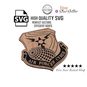 Flygvapnets Cyber Patch SVG, militär CNC-laserfil (digital nedladdning)