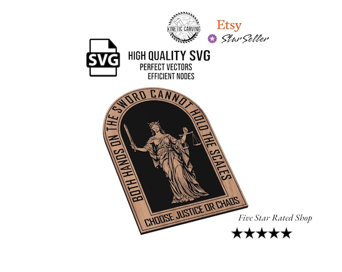 Justice or Chaos SVG File: Woodworking, CNC, Lasering (Digital Download)
