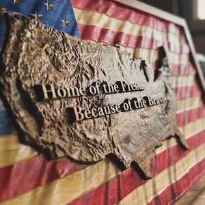 3D drapeau ondulé des États-Unis (vidéo pratique incluse) STL | Fichier de sculpture CNC 3D, art en relief sur bois, prêt pour l'impression 3D