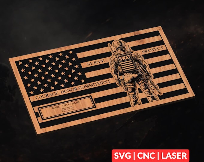 SWAT Team Flag SVG | CNC Laser Cut File, Wood Wall Art, Glowforge Engraving, LightBurn Ready