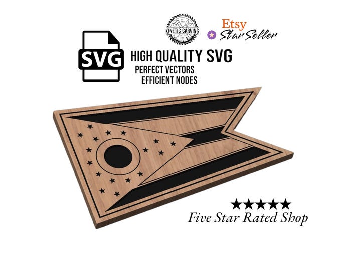 Ohio State Flag SVG File for Woodworking, CNC, Printing and Lasering