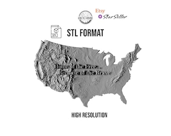 Continental US Topo Map STL File (Home of the Free) for CNC/Printing (Digital Download)