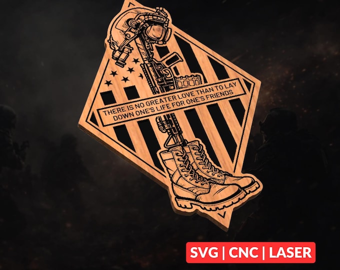 Fallen Soldier Memorial SVG | CNC Laser Cut File, Wood Wall Art, Glowforge Engraving, LightBurn Ready