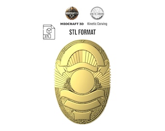 Blank Police Badge STL File: Customizable 3D Carving Template (Digital Download)