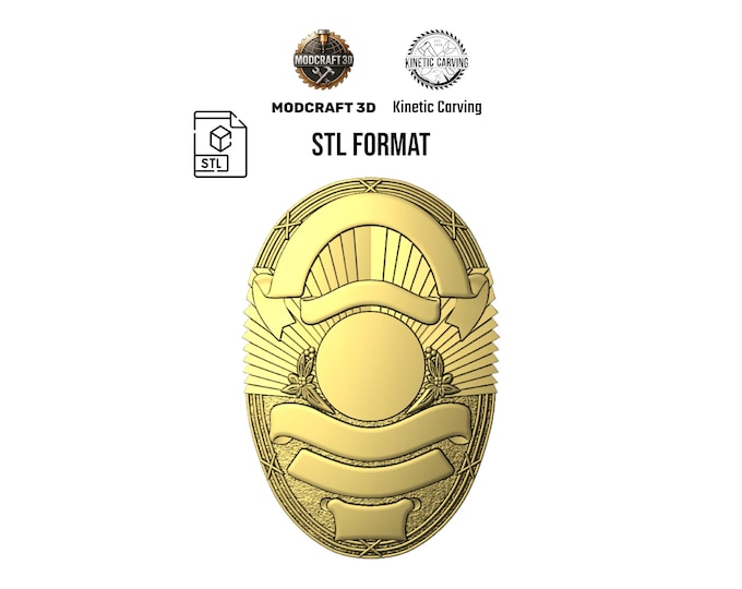 Blank Police Badge STL File: Customizable 3D Carving Template (Digital Download)