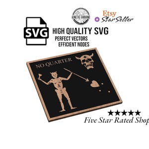 Archivo SVG del logotipo de los Piratas de Barbanegra "Sin Cuartel": CNC, corte láser (descarga digital)