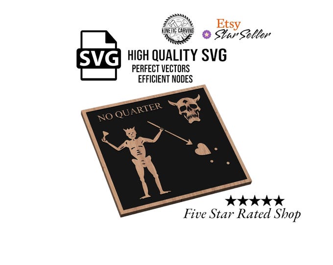 Blackbeard Pirate 'No Quarter' Logo SVG File: CNC, Laser Cut (Digital Download)
