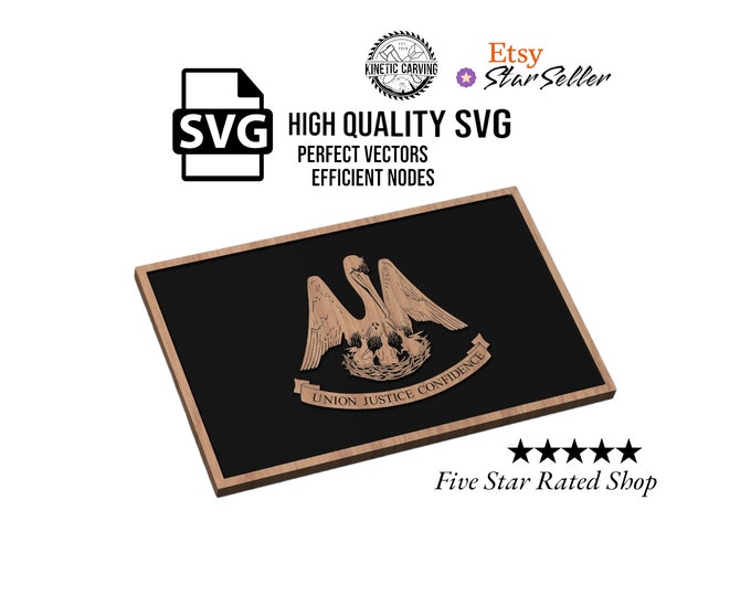 Louisiana State Flag SVG File for Woodworking, CNC, Printing and Lasering