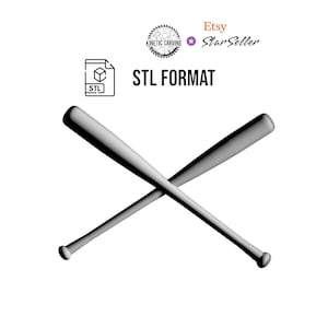 Crossing Baseball Bats 3D STL File for Woodworking, CNC, Printing and Lasering