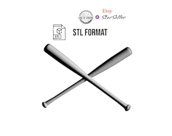 Crossing Baseball Bats 3D STL | 3D CNC Carving File, Wood Relief Art, 3D Printing Ready