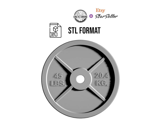 45 LB Weight Plate STL File: Gym Fitness Barbell 3D Model (Digital Download)