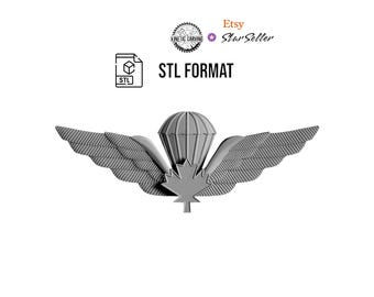 3D STL Model of Canadian Military Jump (Airborne) Wings, for 3D Printing, CNC Woodworking