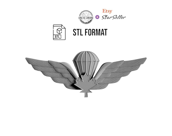 3D STL Model of Canadian Military Jump (Airborne) Wings, for 3D Printing, CNC Woodworking