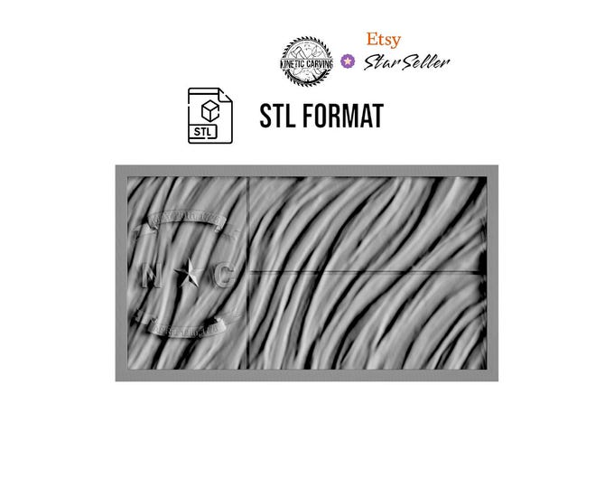 North Carolina Wavy State Flag STL & SVG File for CNC Woodworking