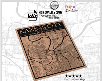 Kansas City, Missouri Map SVG File for Woodworking, CNC, Printing and Lasering (Digital Download)
