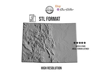Colorado Terrain STL File – 3D Topographic Map for CNC, 3D Printing, or 3D Lasering