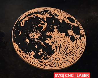 Moon SVG | CNC Laser Cut File, Wood Wall Art, Glowforge Engraving, LightBurn Ready