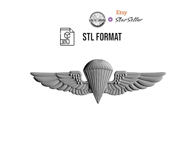 3D STL Model of U.S. Navy Jump (Airborne) Wings, for 3D Printing, CNC Woodworking