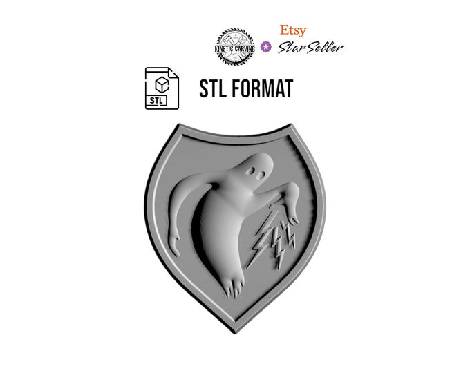 3D STL of WWII Special Troops Patch (Ghost) for Woodworking, CNC, Printing and Lasering