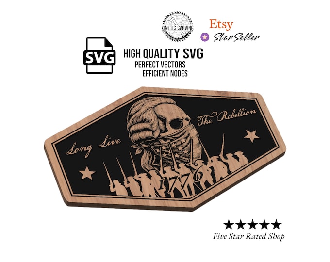 1776 Washington Rebellion Skull SVG: CNC Laser Cut File (Digital Download)
