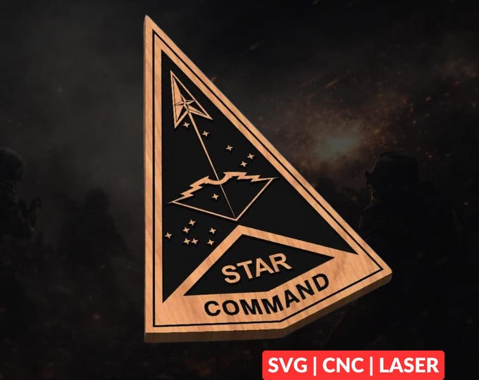 STARCOM Military Patch SVG | CNC Laser Cut File, Wood Wall Art, Glowforge Engraving, LightBurn Ready
