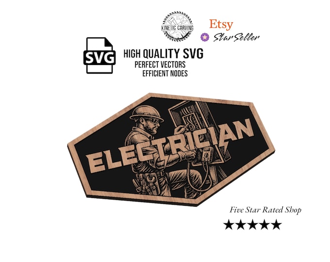Electrician SVG – Power & Electrical Work Design for CNC Engraving or Laser File