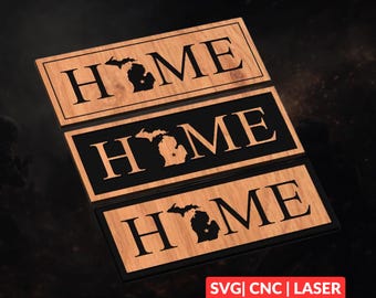 Michigan HOME Design Bundle SVG | CNC Laser Cut File, Wood Wall Art, Glowforge Engraving, LightBurn Ready