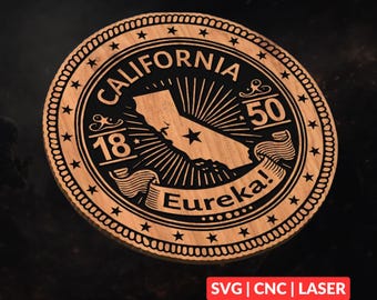 California State Seal Design SVG | CNC Laser Cut File, Wood Wall Art, Glowforge Engraving, LightBurn Ready